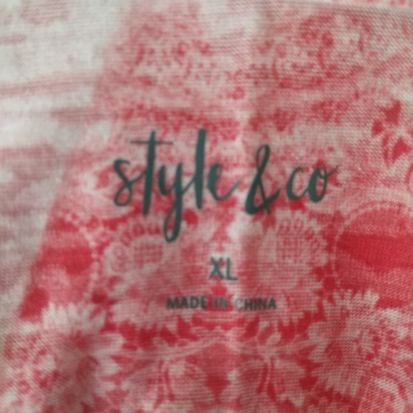 Style & Co 3/4 sleeve hooded printed boho top - Picture 4 of 5